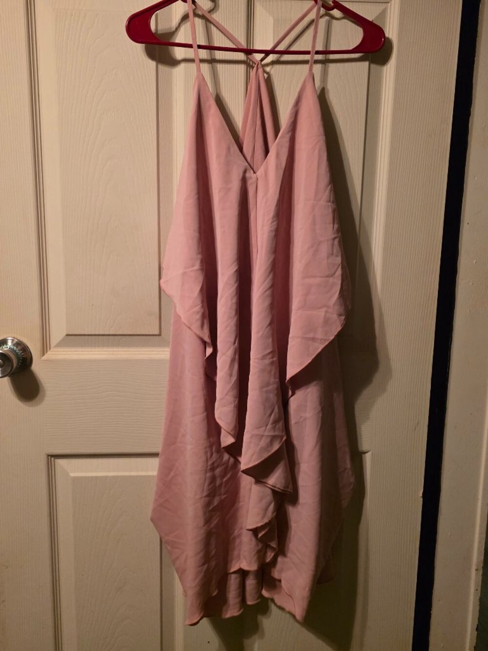 Dusty Pink Spaghetti Strap Ruffle Dress 1XL